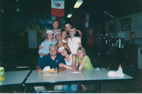 With the kitchen staff and the new Chef. I'm in the middle with Martina Tatarkova from Slovakia :) (Summer 2004)