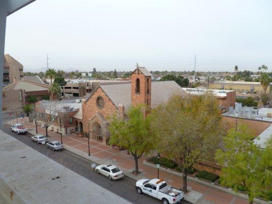 A view from the parking garage across the street.