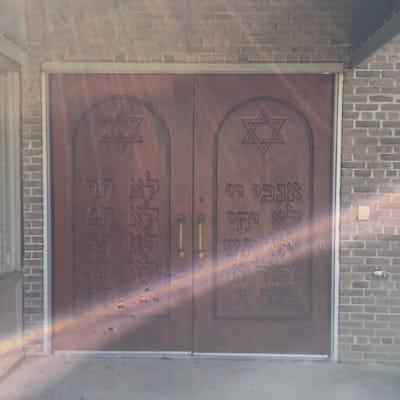 The Ten Commandments are carved into the outside doors.