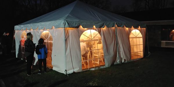 Tent setup for a church service