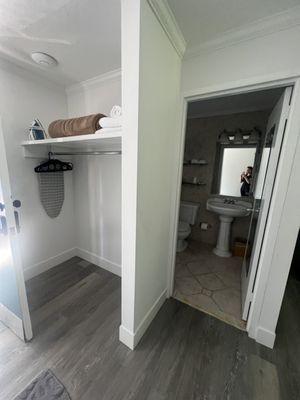 Nice big bathroom and exposed closets