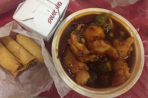 General Tso's Shrimp w/ White Rice (Pint) & 4x Spring Rolls