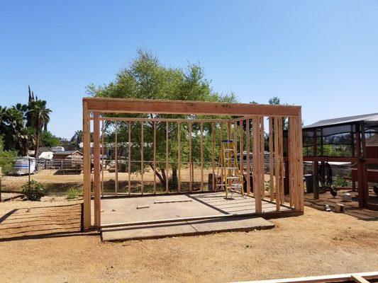 Frame a shed for backyard storage