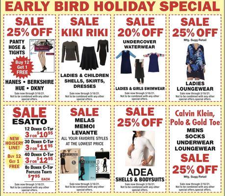 EARLY BIRD HOLIDAY SPECIAL.