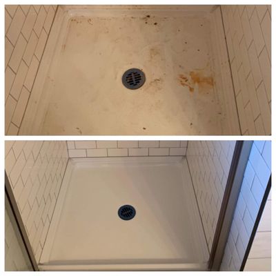 Before and after of the stand up shower!