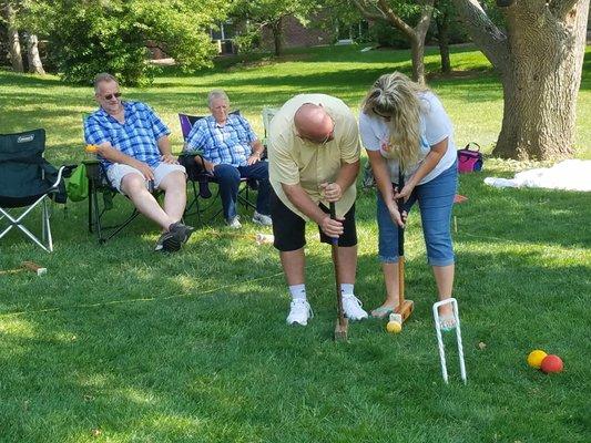 Croquet coaching moment.