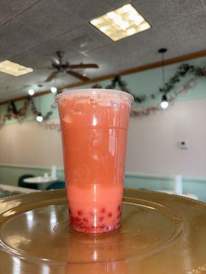 strawberry lemonade redbull boba