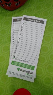 Grocery list with magnet on back.