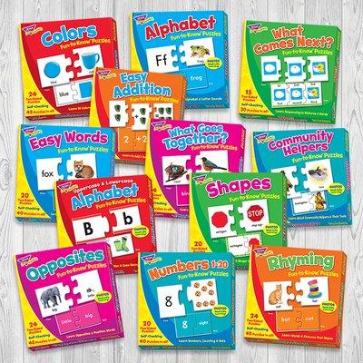 Fun-to-Know® Puzzles. Two-piece puzzles make learning fun! Durable, self-checking puzzle pieces. Made in USA.