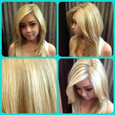 With the help of Olaplex we were able to lift her and still keep the integrity of the hair.