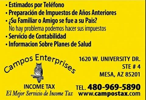 Campos enterprises el mejor servicio de tax ..ayudando siempre a nuestra comunidad