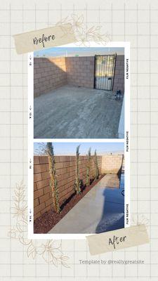 Concrete side yard pad