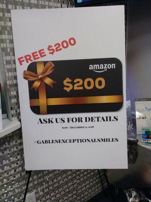 Came to the dentist for my invisalign consultation left with a $200 Amazon gift card! This place rocks!!!