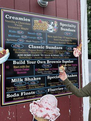 Menu and maple creamie + maple nuggets