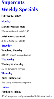 Check out our Daily Specials!