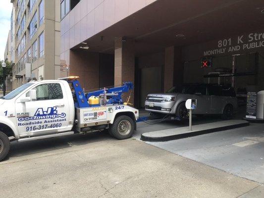 Need Parking Garage Tow, Ajs towing is here with all right equipment to get your vehicle out safely