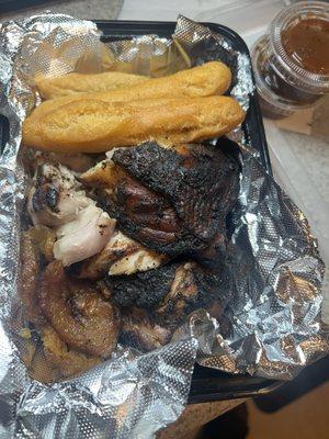 Jerk Chicken Plate w/ Festival Bread + Plantain