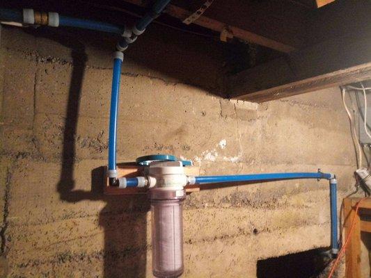 Water filter replaced and copper pipe exchanged for PEX