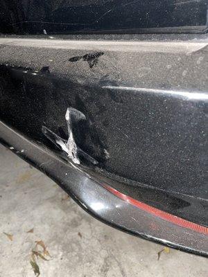 Back bumper damage before repair