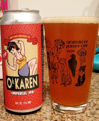 Bay State Brewing Co. OK Karen Imperial IPA Beer 16floz Can Poured (06/22/24). #PalisadeWineAndLiquors #JerseyCity @BayStateBrewing