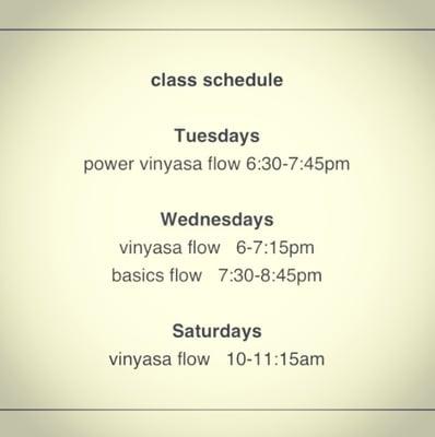 class schedule.