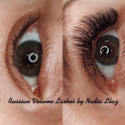 Russian volume eyelash extensions by Nadia