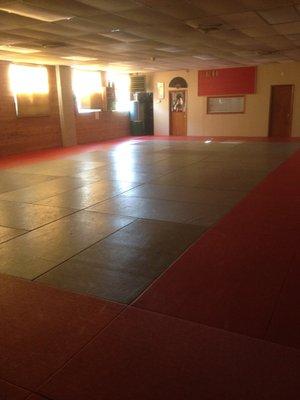 Main Training floor, traditional Tatami Mats from Japan, for safe, comfortable, yet realistic self defense training.