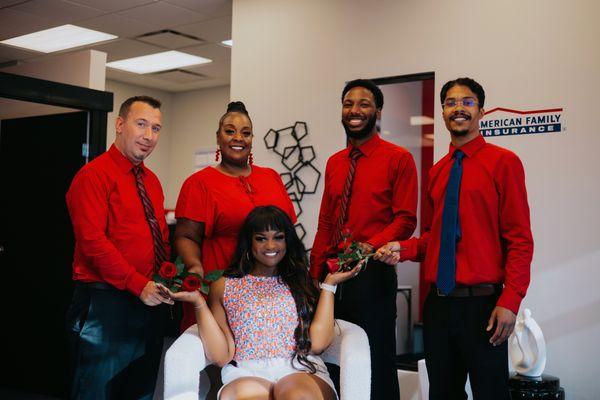 Taryn Mychals Darrington (middle) and specialists Justin Maxwell Sr., Brittany Darrington, Tre Simms, and Ja'Quan Bowers (left to right).