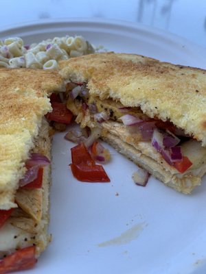 Chicken Philly with Macaroni salad.