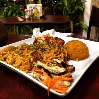 Whole wheat pastawith grilled chicken and  yams