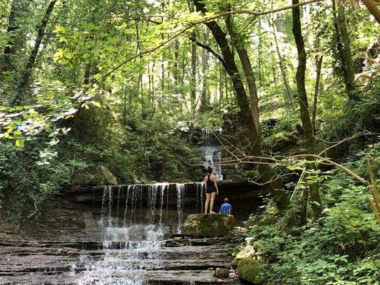 Fun at waterfall