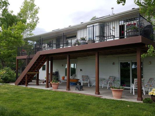 Entirely new composite deck with steel hand rails and stair lights.