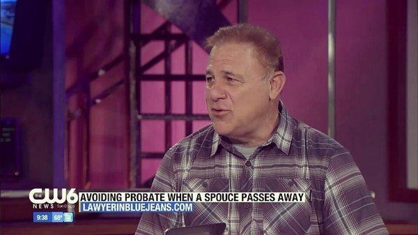 On CW6 News talking about the importance of a Living Trust when spouse passes away to avoid Probate which can last several years.