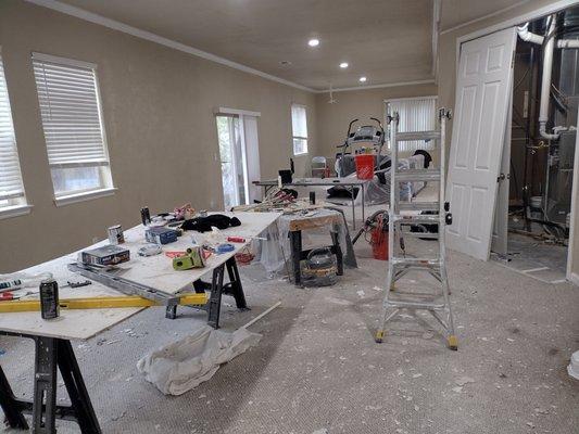 Basement remodel cleanup before