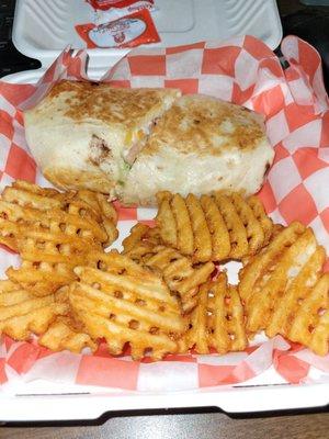 Fried chicken wrap w/ waffle fries