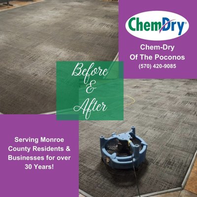 Before and After Commercial Carpet Cleaning with Chem-Dry of the Poconos