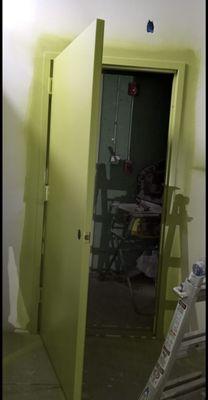 green paint iron door