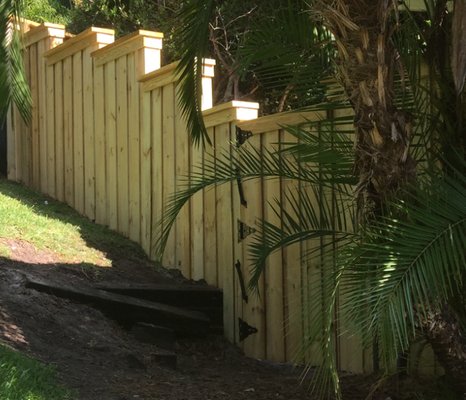 Board on Board Shelf-top wood fence with lattice By Paramount Fencing