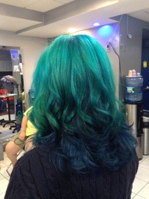 Teal to navy ombre