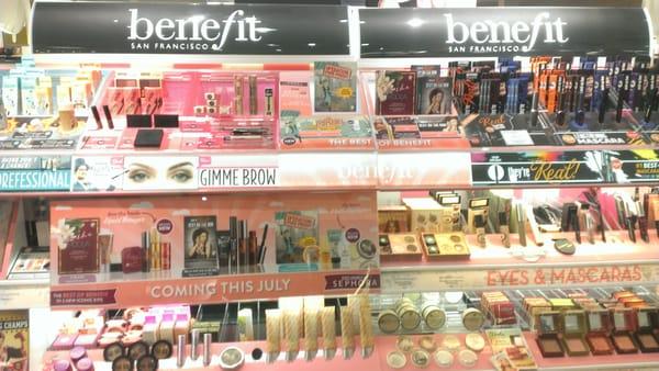 Benefit makeup display.