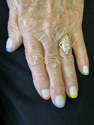 Gel French mani with colored tips