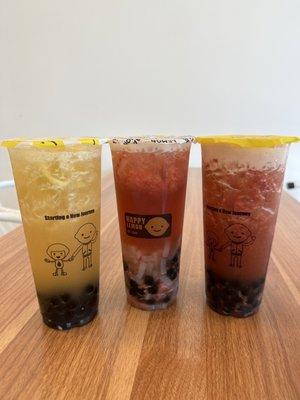 Freshly Squeezed Honey Lemon Green Tea, Strawberry Green Tea, Strawberry Black Tea