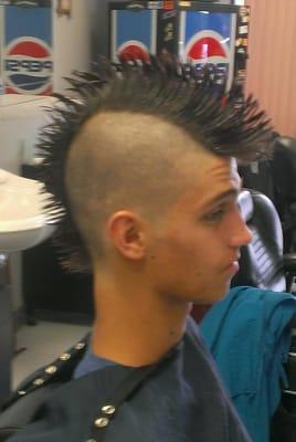 High School swim team hair cut .