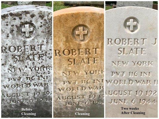 Stages of  Headstone Cleaning