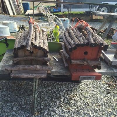 Bird houses made by a local gentleman...