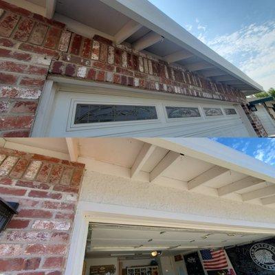 Before and after. Removed cracked veneer. Clean stucco job.