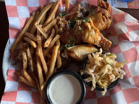 Asian Wings with fries