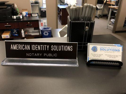 We offer Notary services in addition to fingerprinting, background checks and passport photos.