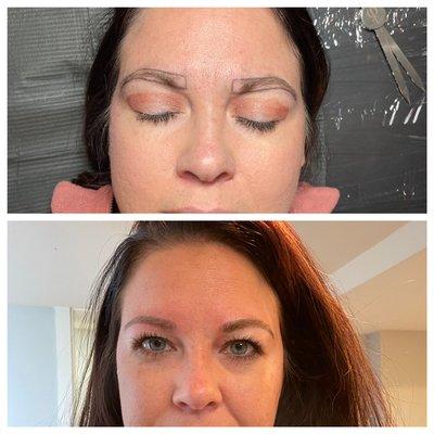 Before and after microblading