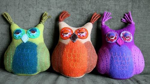 handmade felt owls